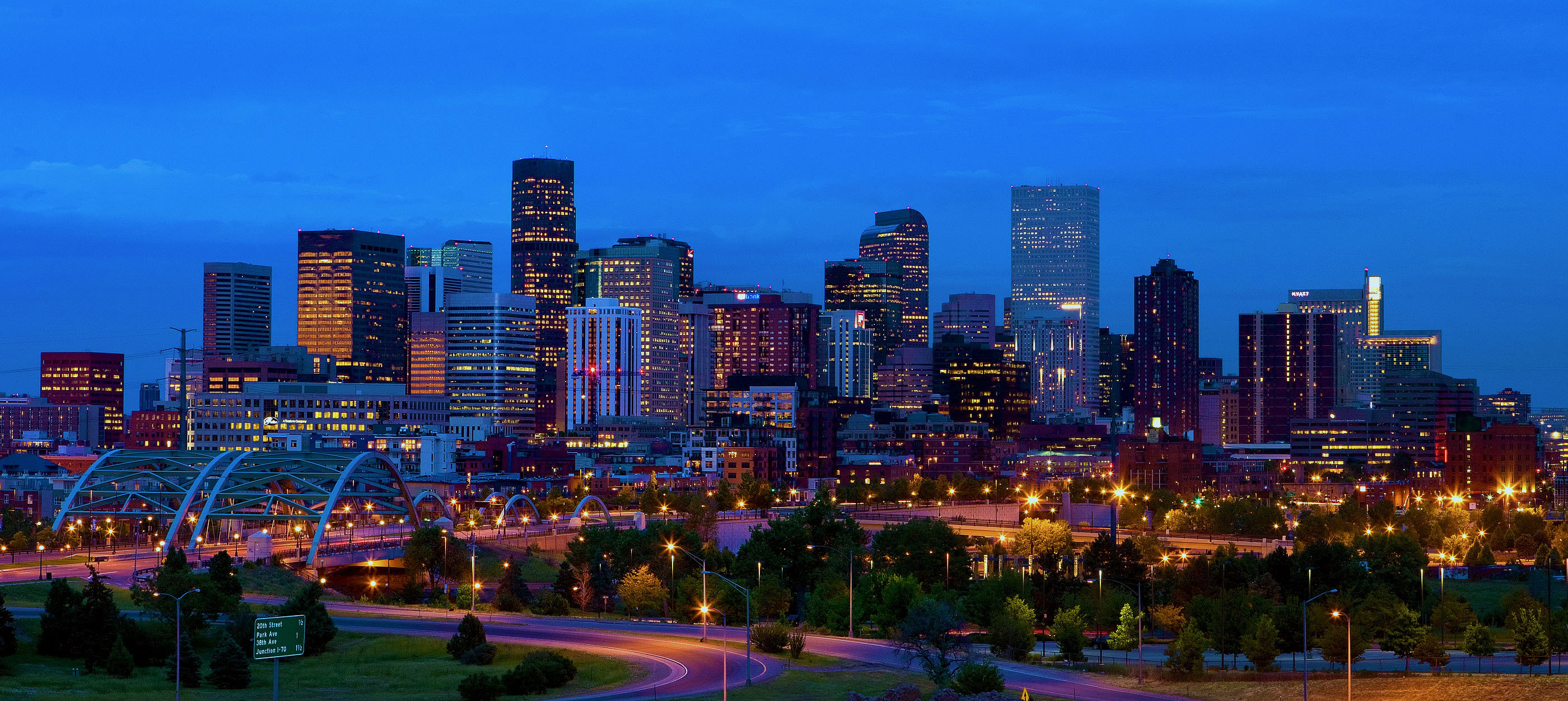 The Denver skyline at dusk